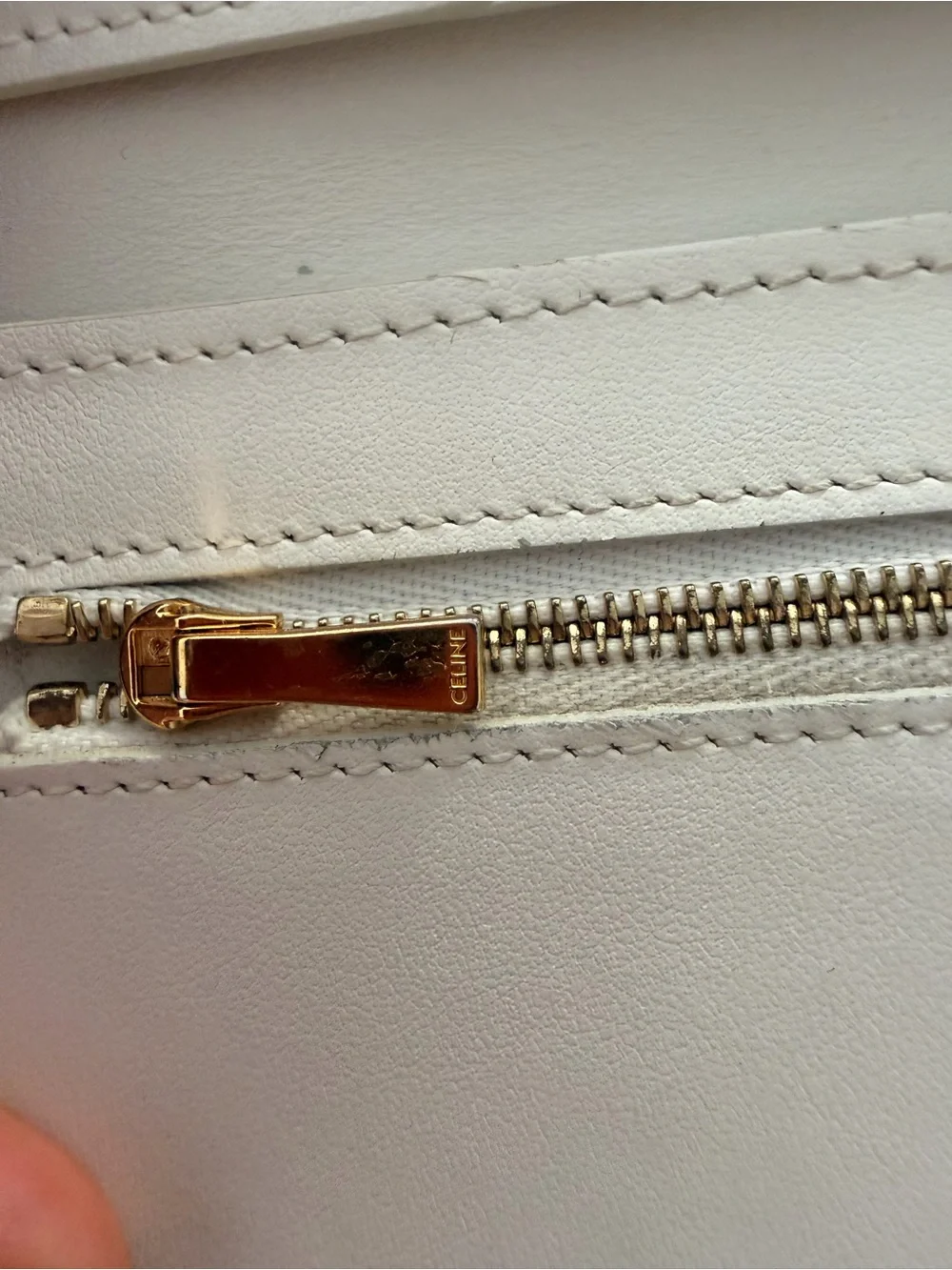 Celine Cream Textured Leather Snap Wallet